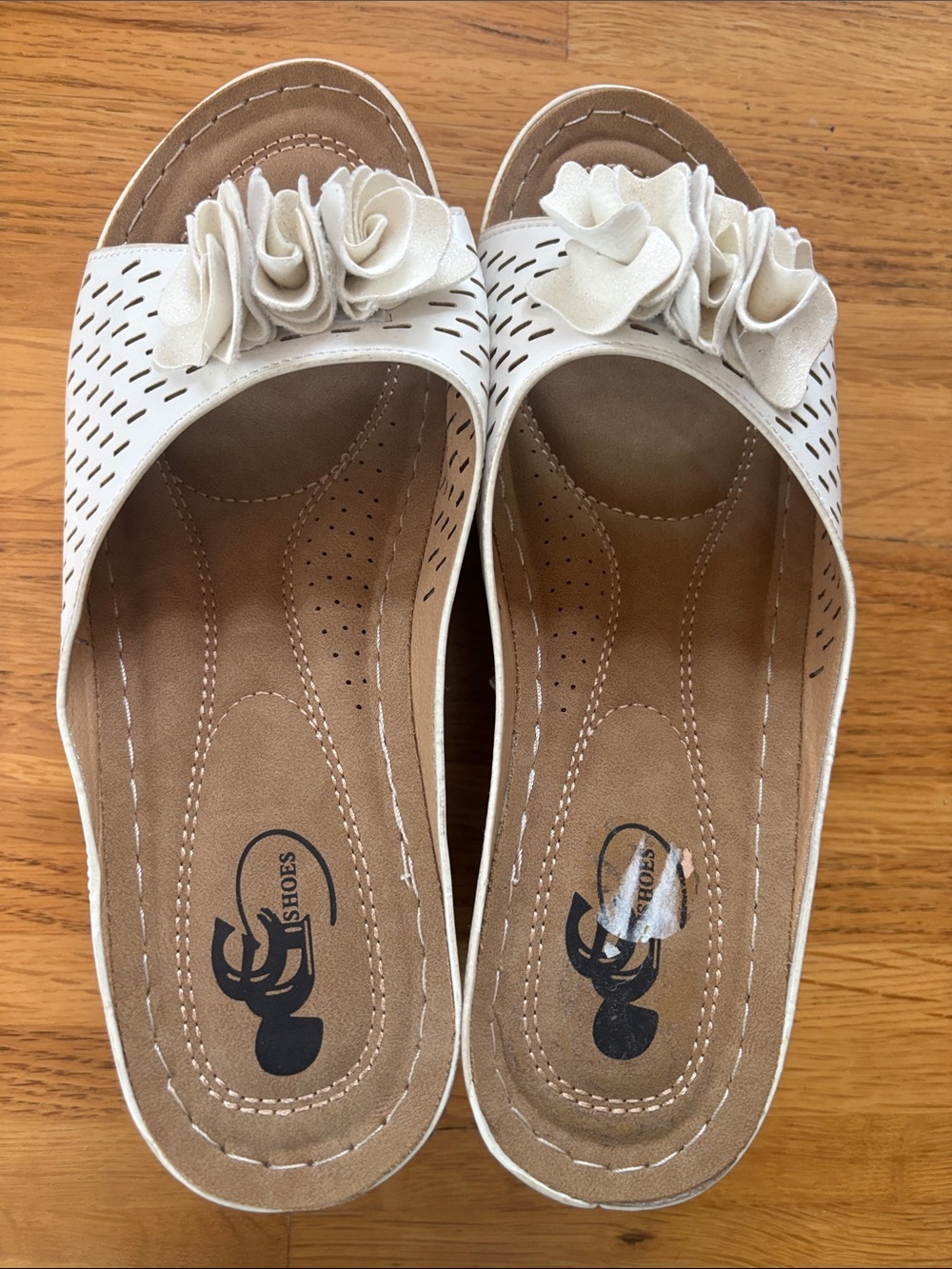Ivory Floral Slide Sandals for Women